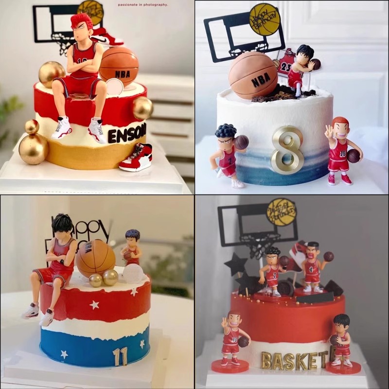 篮球蛋糕装饰摆件套装灌篮高手迷你球鞋球框男孩生日主题烘焙配件
