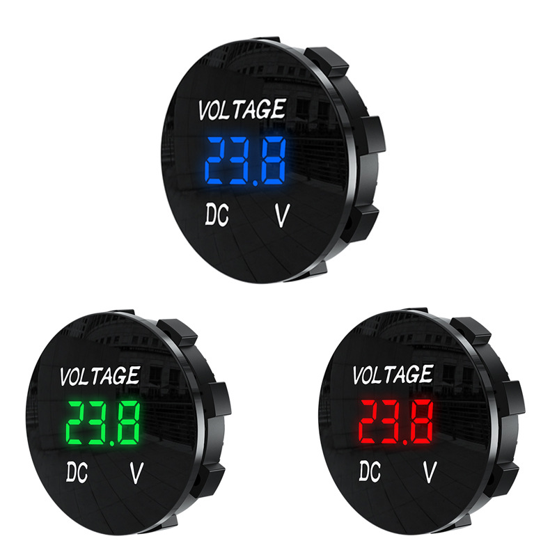 三位LED数显防水D3电压表可测试直流DC5-48V汽车摩托车12V24V电瓶