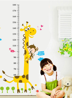 儿童身高墙贴纸测量仪尺小孩宝宝量身高神器卡通身高贴墙纸可移除