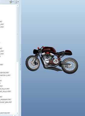 Madmax250经典摩托车模型02200822三维图纸（STP/prt格式）
