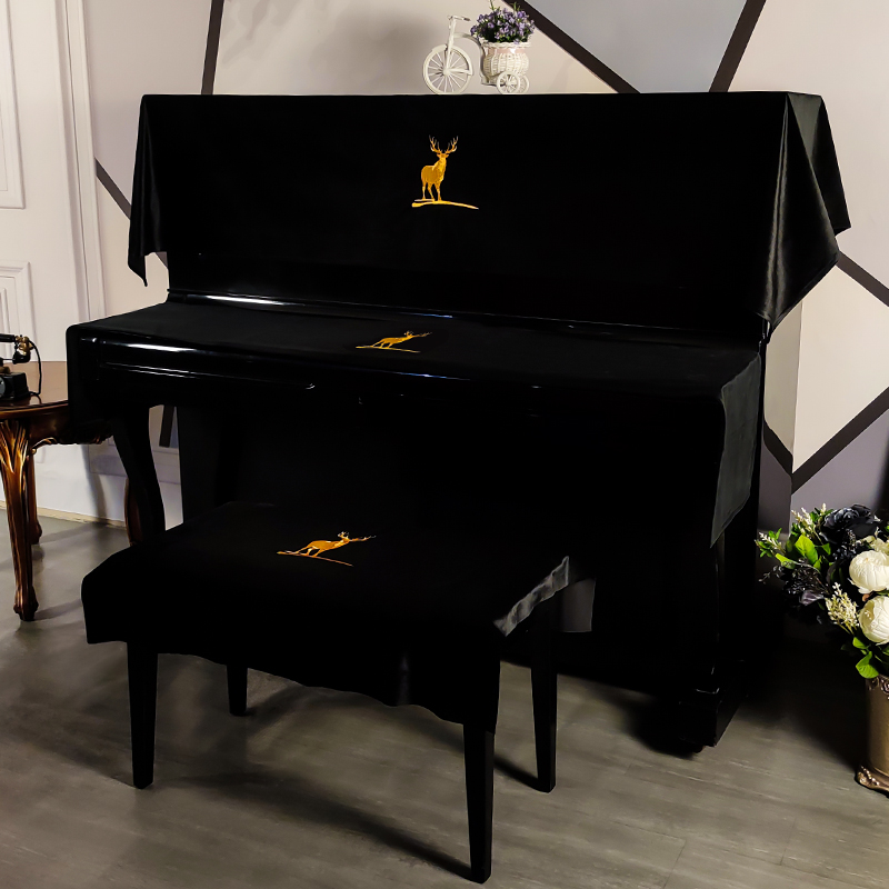 北欧美立式黑白色钢琴罩防尘罩盖绒布现代简约轻奢全套半罩电钢琴