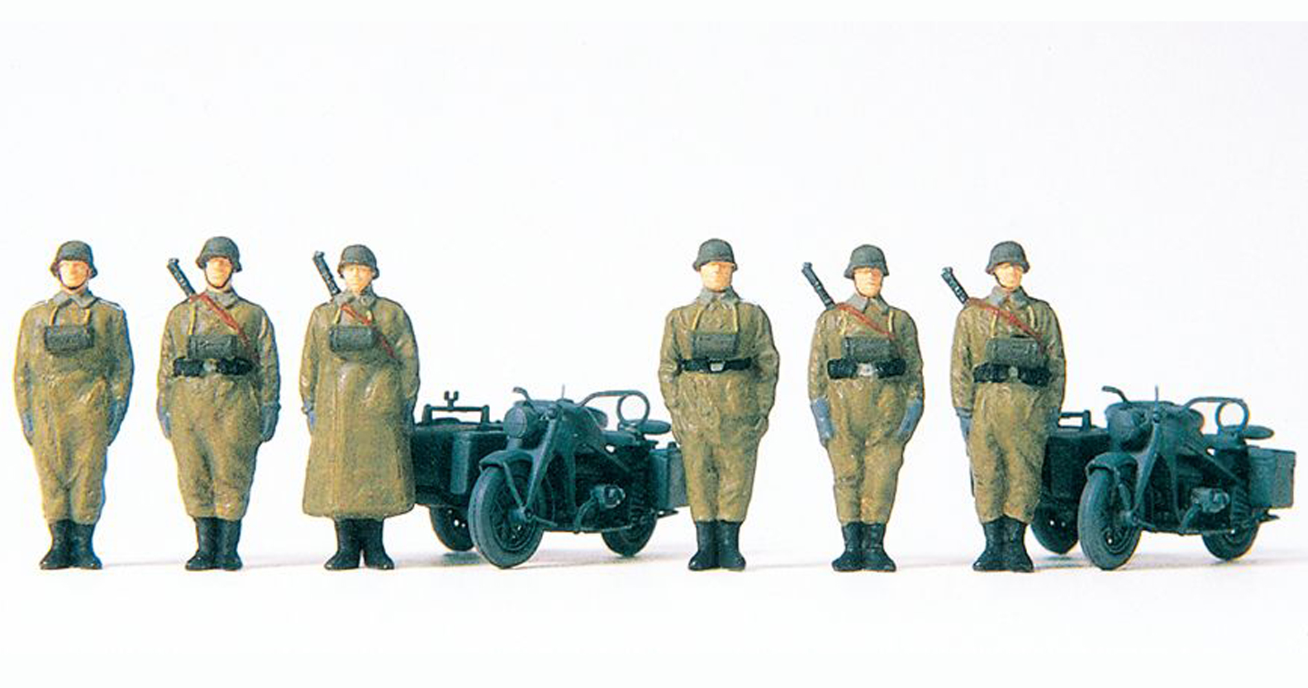 【原廠正品】HO 未上色套件 Preiser 16571 二戰德軍摩托車兵