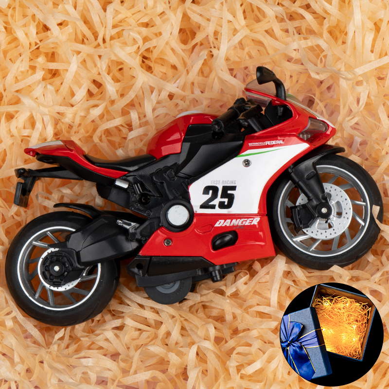 赛车小男孩仿真玩具重型合金摩托车儿童h2机车模型自行车卡通礼盒