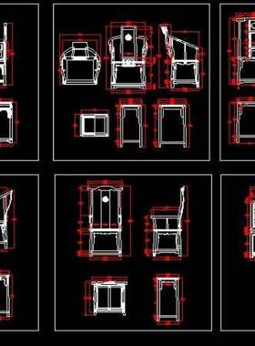 明清家具中式红木桌椅子圈椅官帽椅图纸设计CAD平面立面侧面图