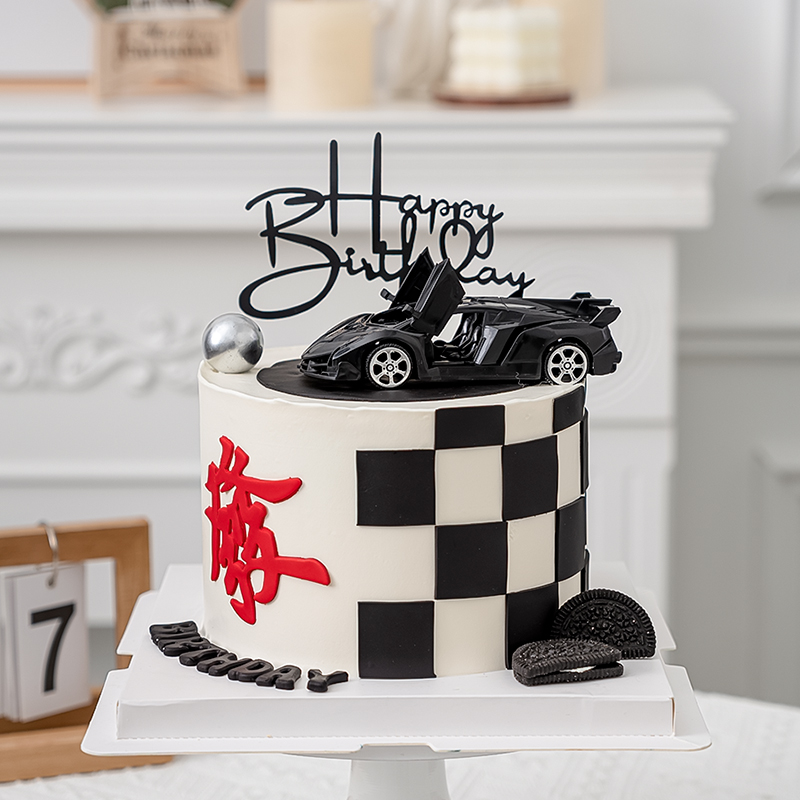 塑料跑车模型蛋糕装饰汽车摆件男孩男神过生日插件暴富發字装扮