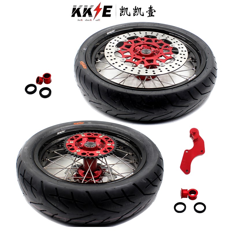 KKE越野摩托车改装辐条滑胎轮组适配本田XR650L配碟刹盘正新胎