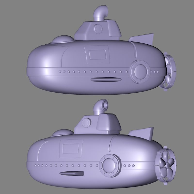 卡通潜水艇快艇摩托艇手办航模玉雕stl圆雕图3D打印雕刻机L0711