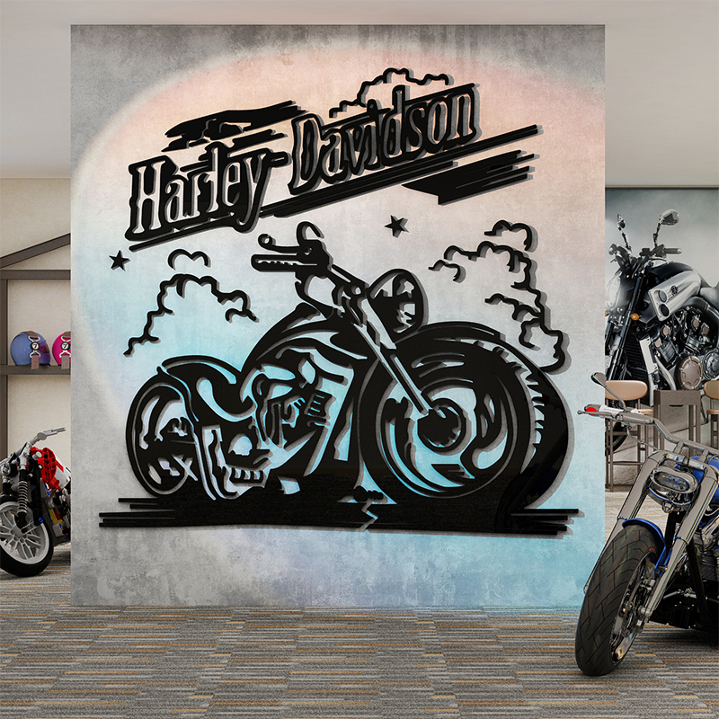 摩托机车元素俱乐部涂鸦墙贴男生布置创意酒吧装饰台球室墙面贴纸