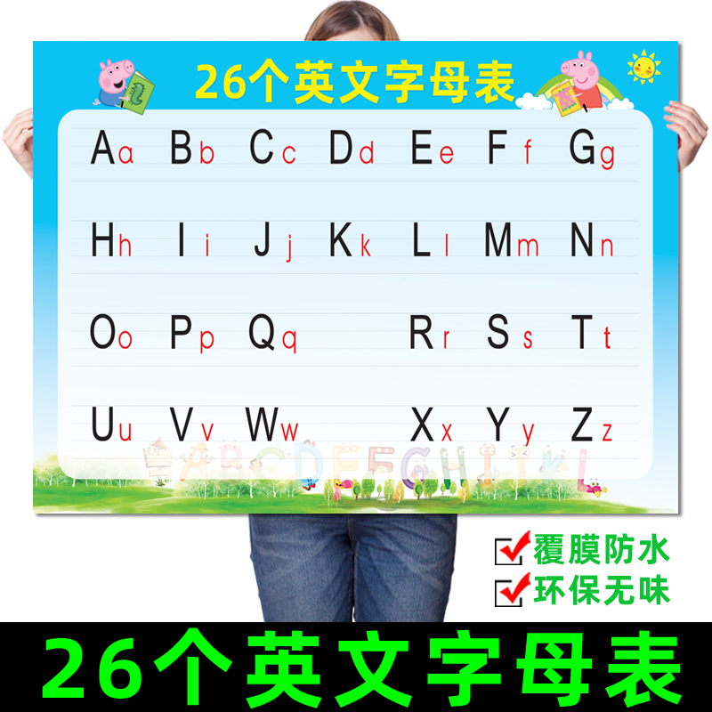 小学生幼儿园一年级26个英文字母大小写表贴墙汉语拼音字母表挂图