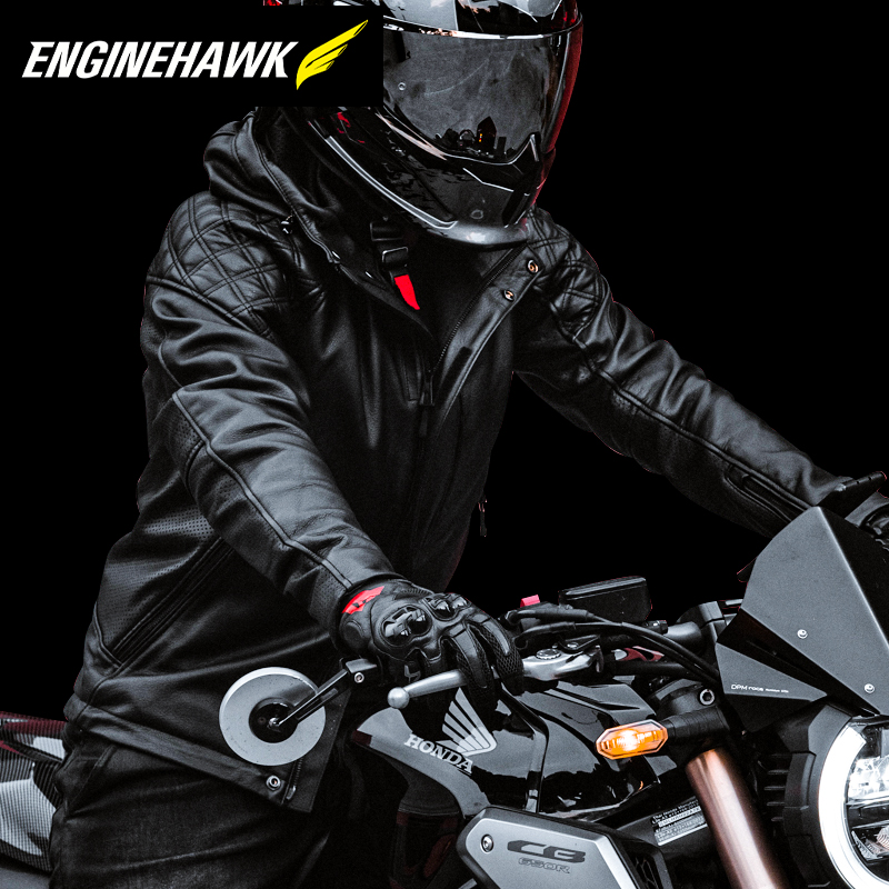 英国ENGINEHAWK哈雷摩托车机车复古骑行服耐磨防摔护具皮衣皮夹克