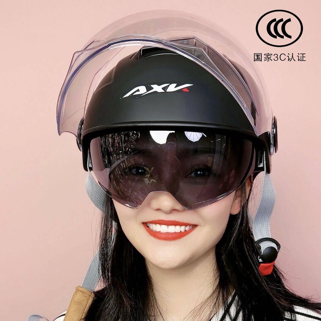 3C认证双镜片夏季头盔电动车头盔摩托车电瓶车安全帽男女通用防晒