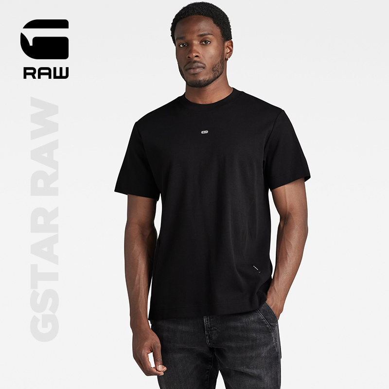 G-STAR RAW Moto宽松百搭罗纹针织圆领男士短袖时尚通勤T恤D23464