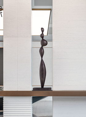 酒店大堂创意抽象实木雕塑艺术品摆件样板间室内玄关木雕装饰摆设