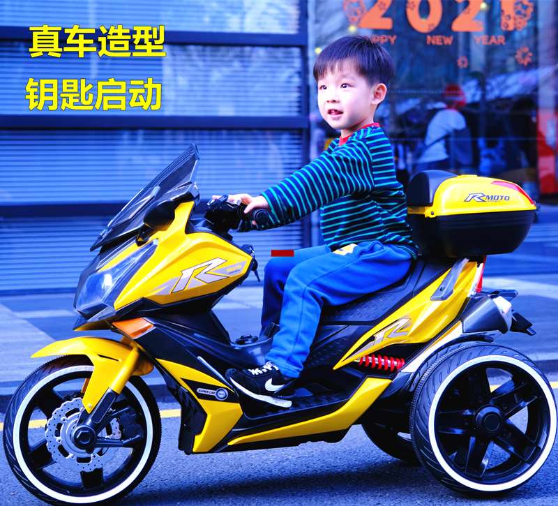 正品超大号儿童电动摩托车双驱男女小孩充电摩托宝宝警车款电动玩