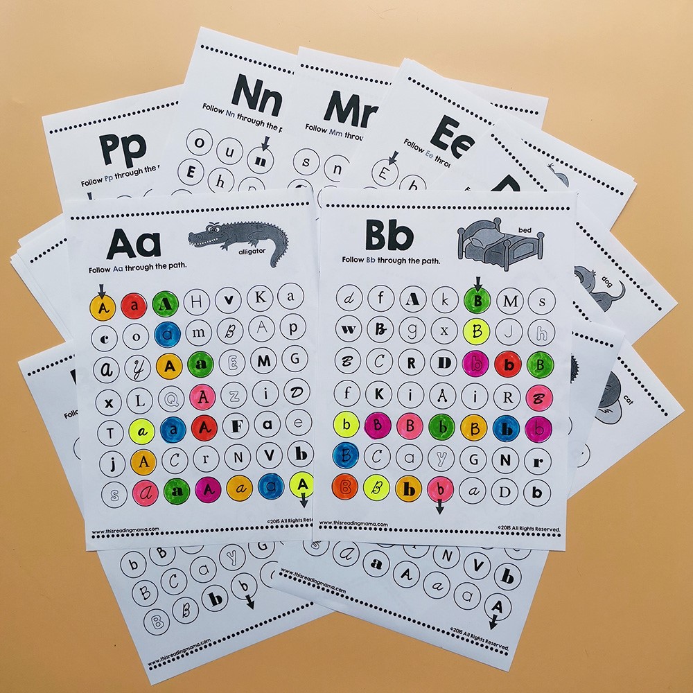 26个英文字母涂色查找记忆专注儿童启蒙英语游戏学习认知A4作业纸