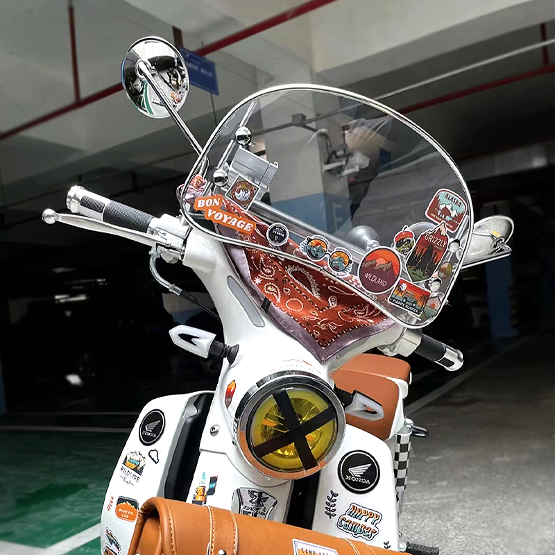 宗申yami洛嘉后浪嘉陵coco摩托车改装复古高清挡风玻璃前挡风板