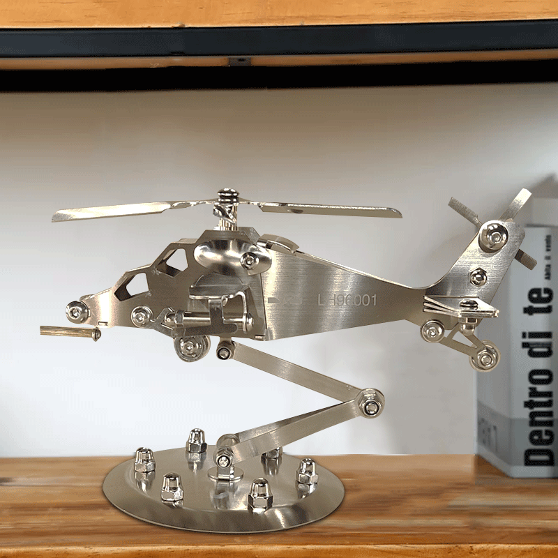 仿真不锈钢武直十直升机玩具模型儿童军事回力声光飞机收藏品摆件