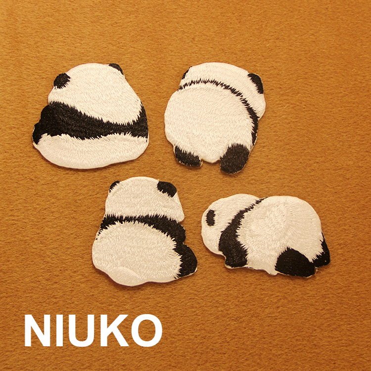 NIUKO 刺绣儿童补丁贴服装DIY卡通布贴标布标 可爱萌熊猫背胶布贴
