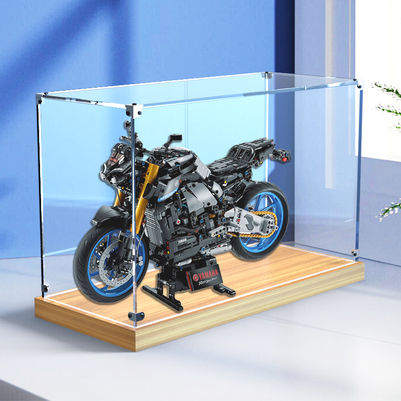 模型木制底展示盒适用乐高42159雅马哈MT-10SP摩托车亚克力防尘罩