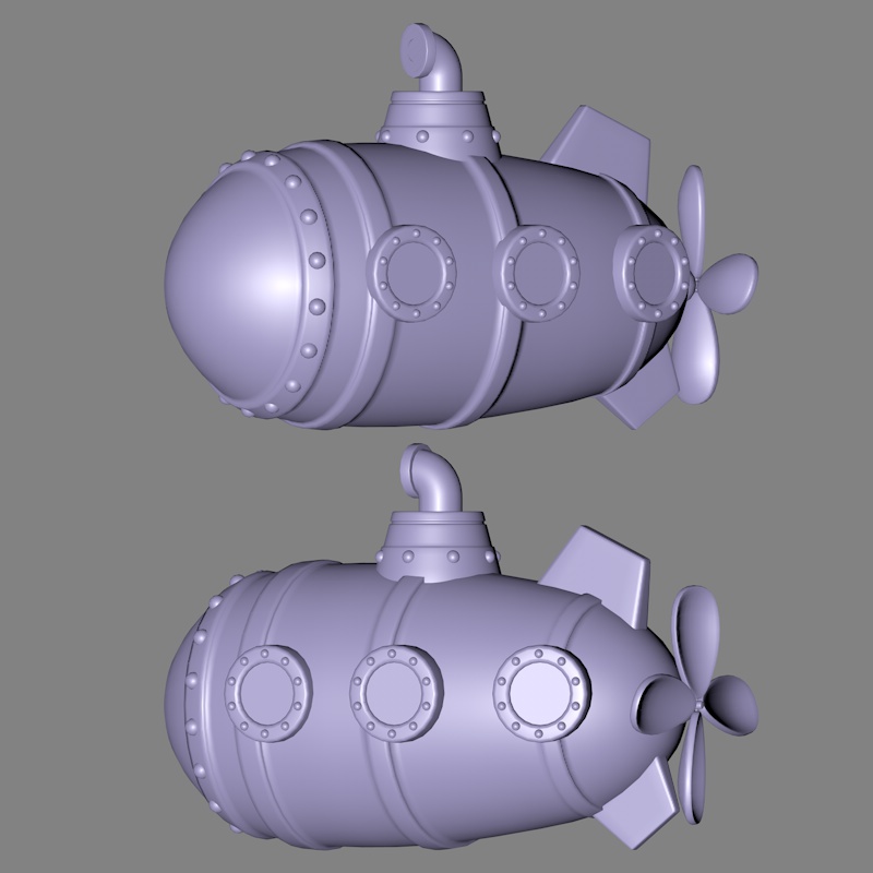 卡通潜水艇快艇摩托艇手办航模玉雕stl圆雕图3D打印雕刻机L0712