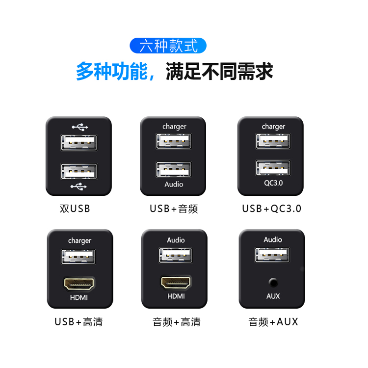新款日产骐达逍客奇骏专用车载充电器QC3.0快充USB连接器HDMI接口