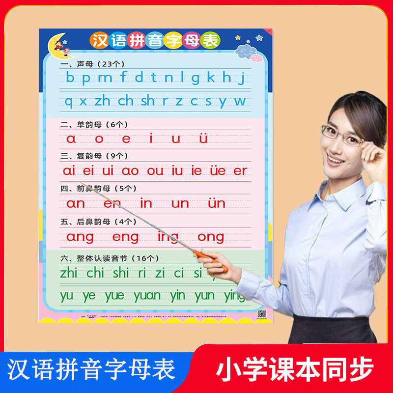 一年级小学生26个汉语拼音字母表墙贴声母韵母整体认读音节儿童