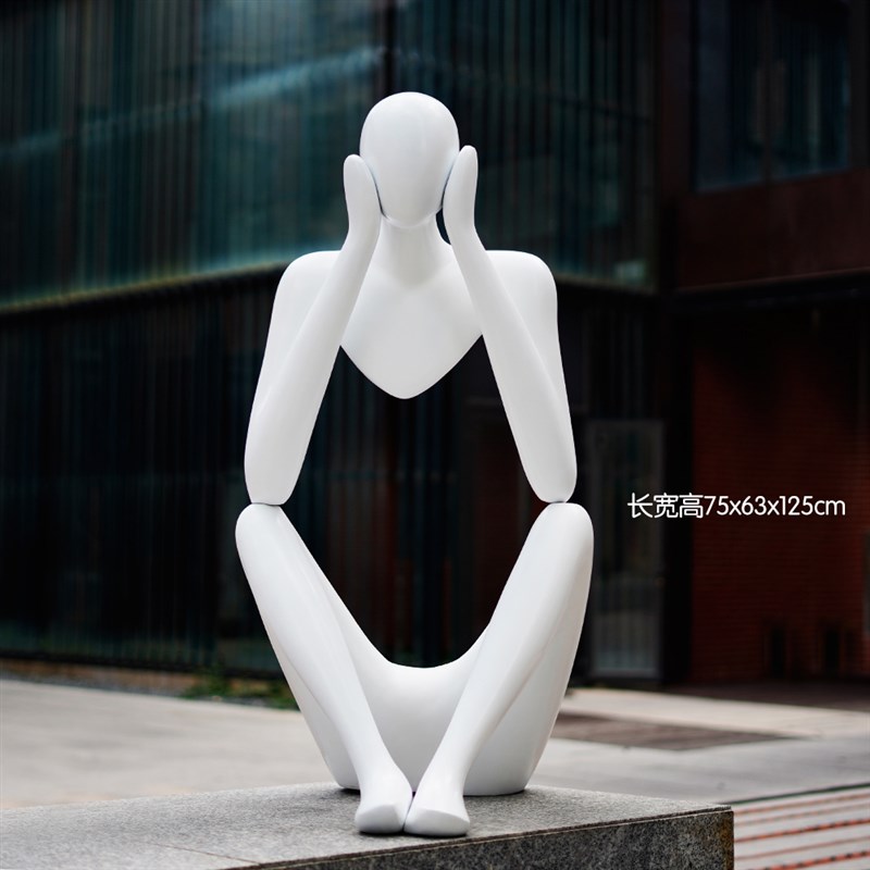 抽象镂空人现代简约人物雕塑玻璃B钢售楼部艺术中心园林景观大摆