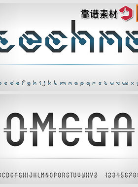 未来电子科技创意标题字LOGO26个英文字体字母设计AI矢量素材