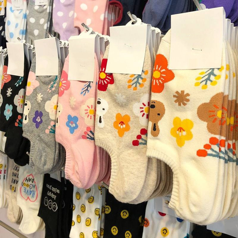 袜子女夏韩国东大门卡通花朵船袜可爱小兔子少女浅口防脱隐形袜
