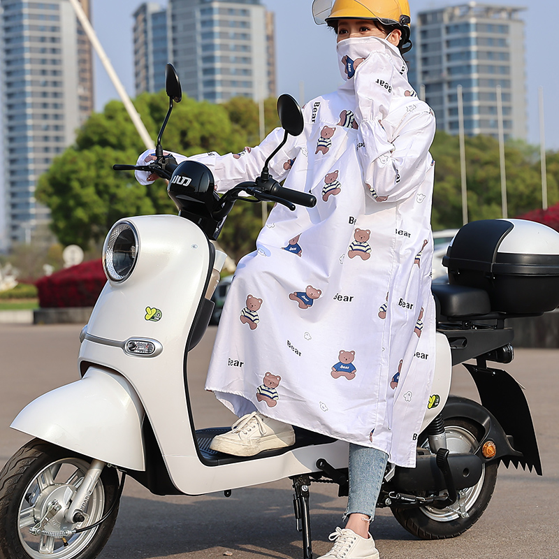 电动车防晒衣女士夏季全棉骑车全身长款遮阳电动摩托车披肩口罩款
