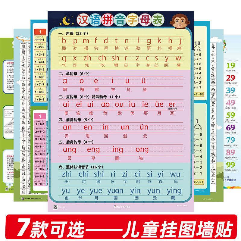 26个汉语拼音字母表墙贴学习神器一年级拼读训练全表声母韵母挂图