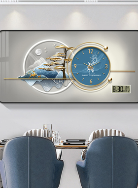 轻奢钟表挂钟客厅家用时尚万年历电子钟餐厅装饰画现代日历表时钟