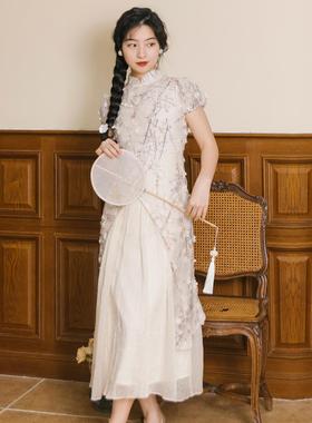 新款小清新奥黛改良旗袍年气质复古民国风新中式连衣裙子现货动漫