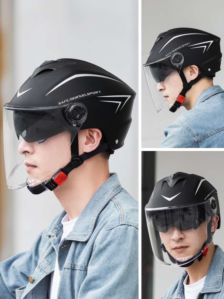 3C认证夏季防晒电动车头盔四季通用双镜半盔男女电瓶摩托车安全帽