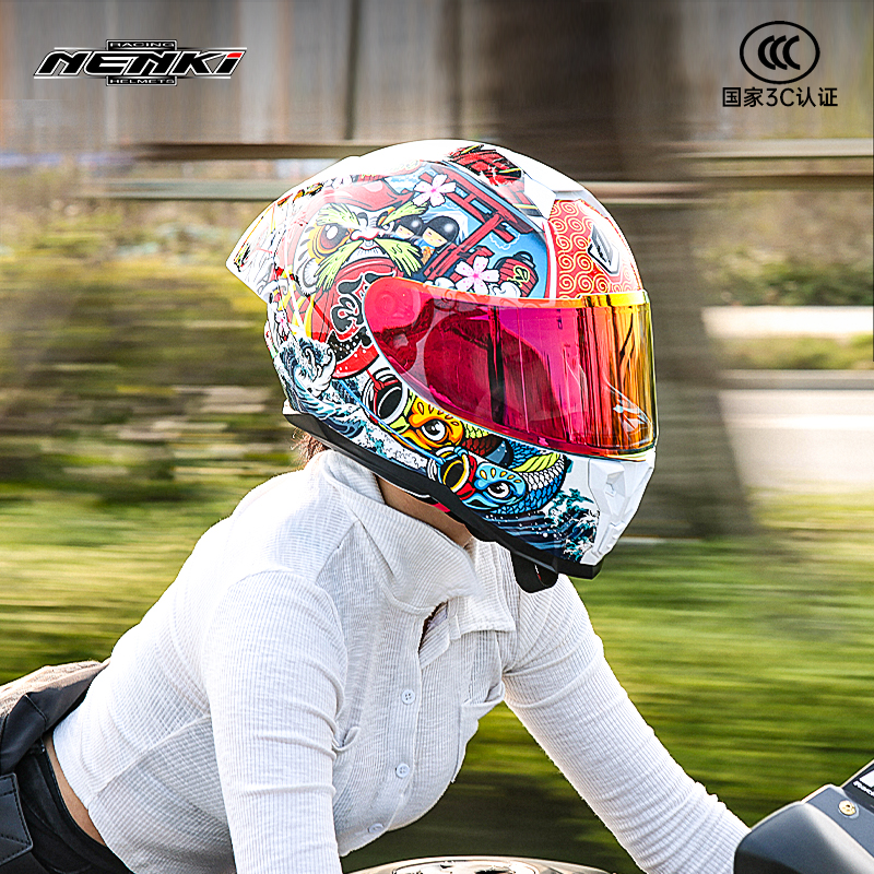 NENKI电动摩托车头盔男女通用个性国风酷炫机车全盔尾翼通勤保暖