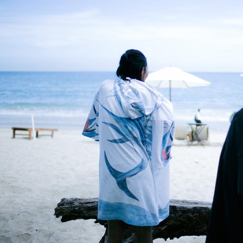 Nu-June 跟所有人都不一样的毛巾衣速干换衣斗篷潜水冲浪沙滩浴袍