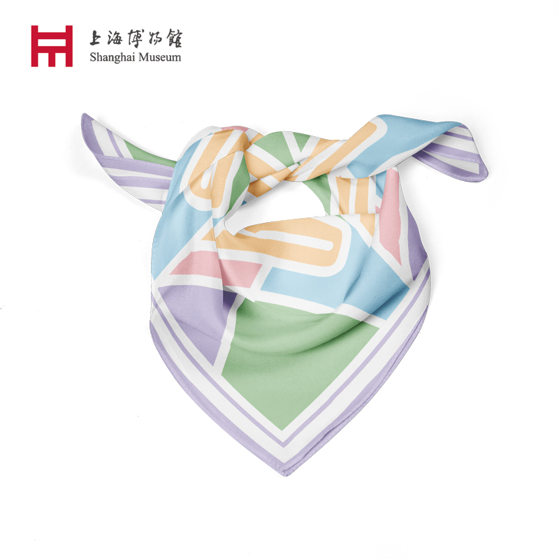 上海博物馆宅兹中国方升方巾女披肩式100%纯棉文创生日礼物礼品