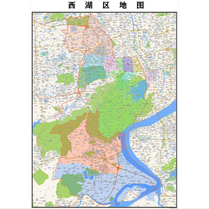 杭州市西湖区地图2023年行政区划市区主城区街道交通地图图片素材