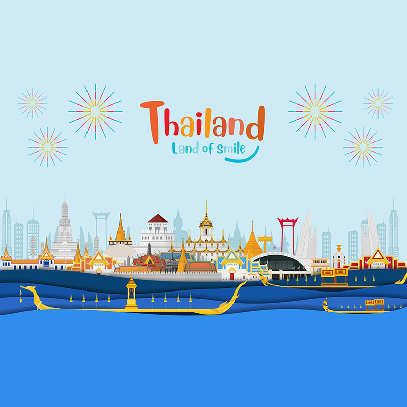 621泰国曼谷旅游旅行城市皇宫大象佛像寺庙宫殿EPS矢量设计素材