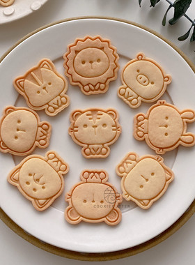 迷你小可爱卡通动物饼干模具 小猪老虎兔子小狗亲子曲奇烘焙模具
