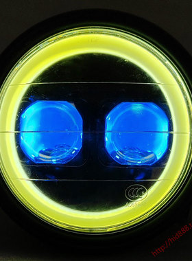 复古太子圆灯 GN大灯总成 摩托车改装 LED双光透镜 恶魔眼 天使眼