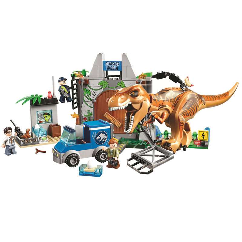 国产祖国10758侏罗纪霸王龙大逃亡恐龙系列狂暴龙拼装积木玩具6岁