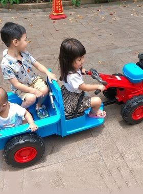 清仓处理儿童手扶拖拉机电动四轮车可坐人四驱男孩大号双人玩具车