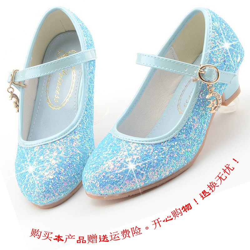 2023新水晶鞋小孩子的公主叶罗丽高跟鞋女童钻石鞋凉鞋儿童女王鞋