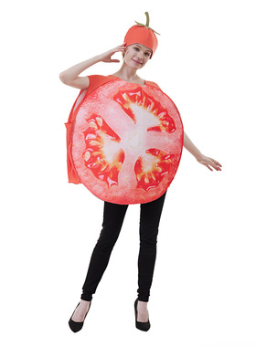万圣节水果切片扮演服成人蔬菜番茄舞台演出服装西红柿cos连体衣