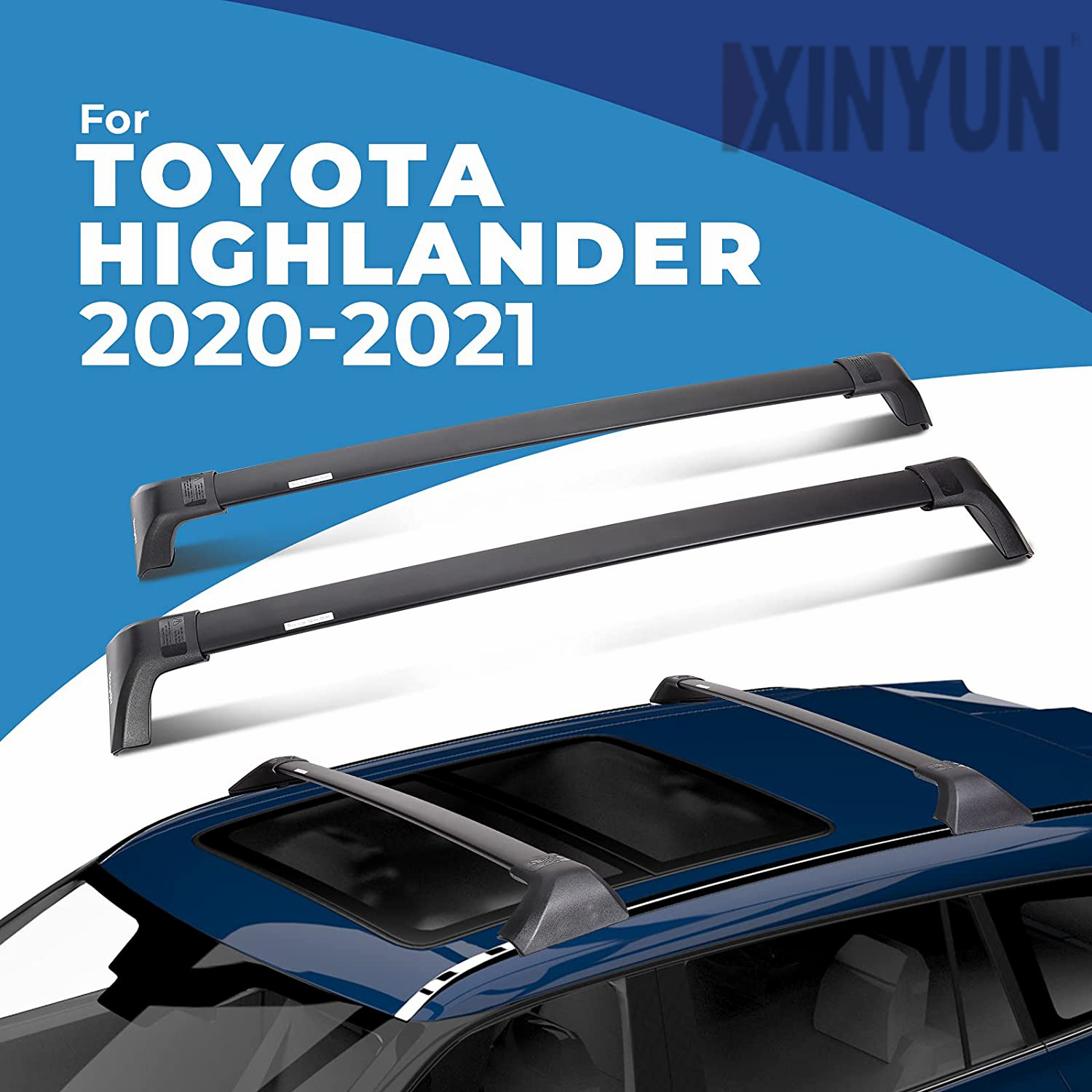 适用于2020-2021 年丰田汉兰达 XLE XSE混合动力车顶行李架横杆