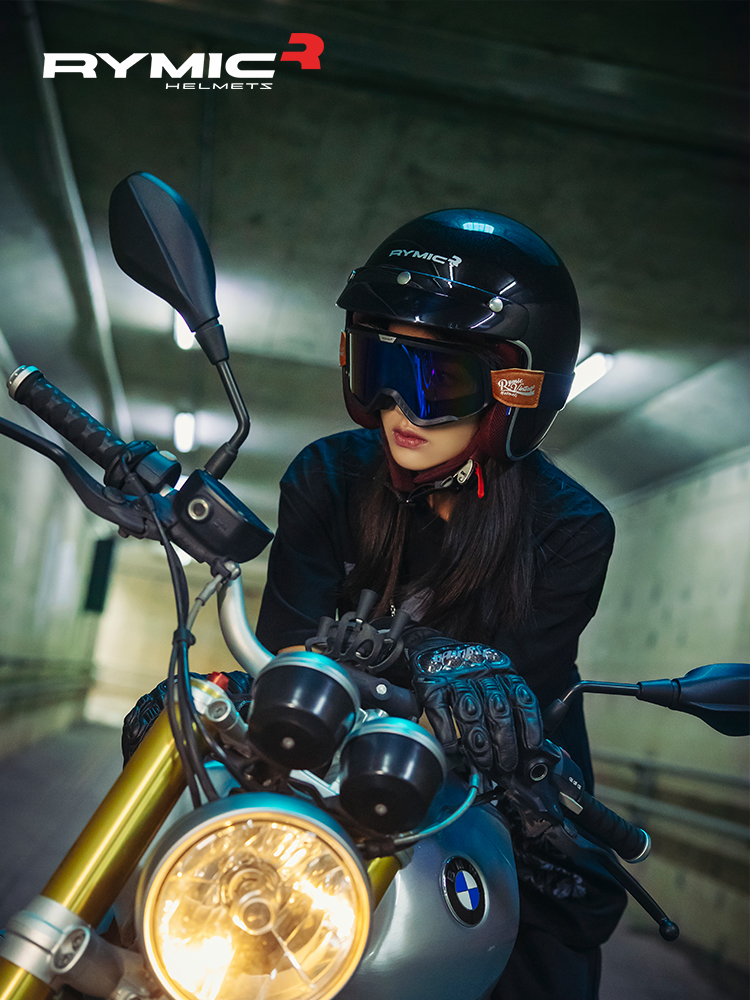 RYMIC摩托车头盔男女生夏季复古巡航机车哈雷踏板半盔日式小瓢盔
