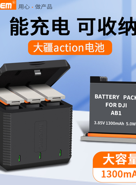 适用于DJI大疆osmo action电池action灵眸运动相机智能充电器osmo action耐高温三充电池套餐充电盒USB配件