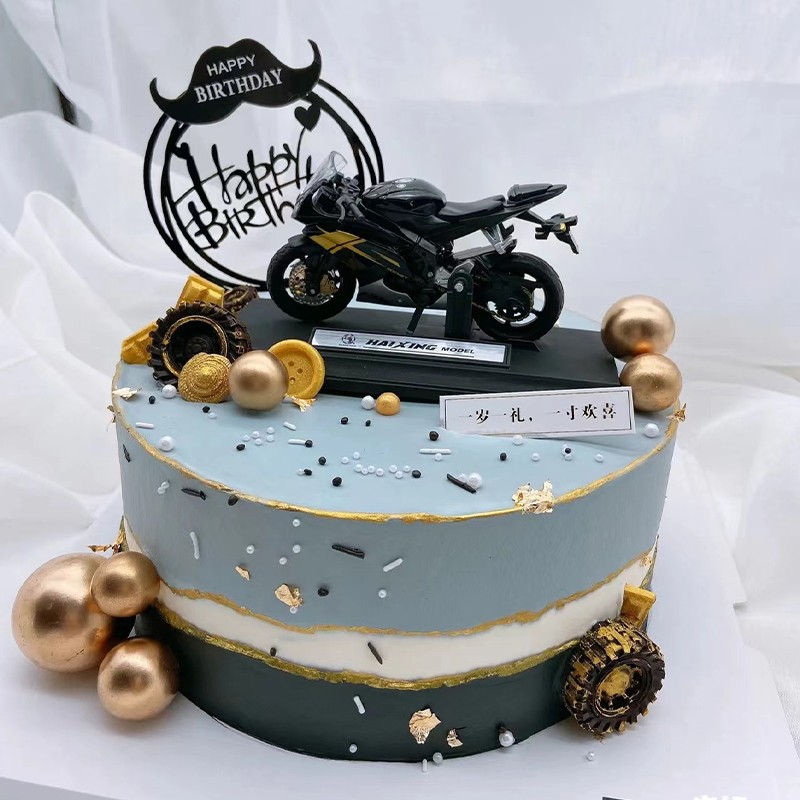 合金摩托车模型蛋糕摆件 父亲节爸爸老公男神男朋友生日蛋糕装饰