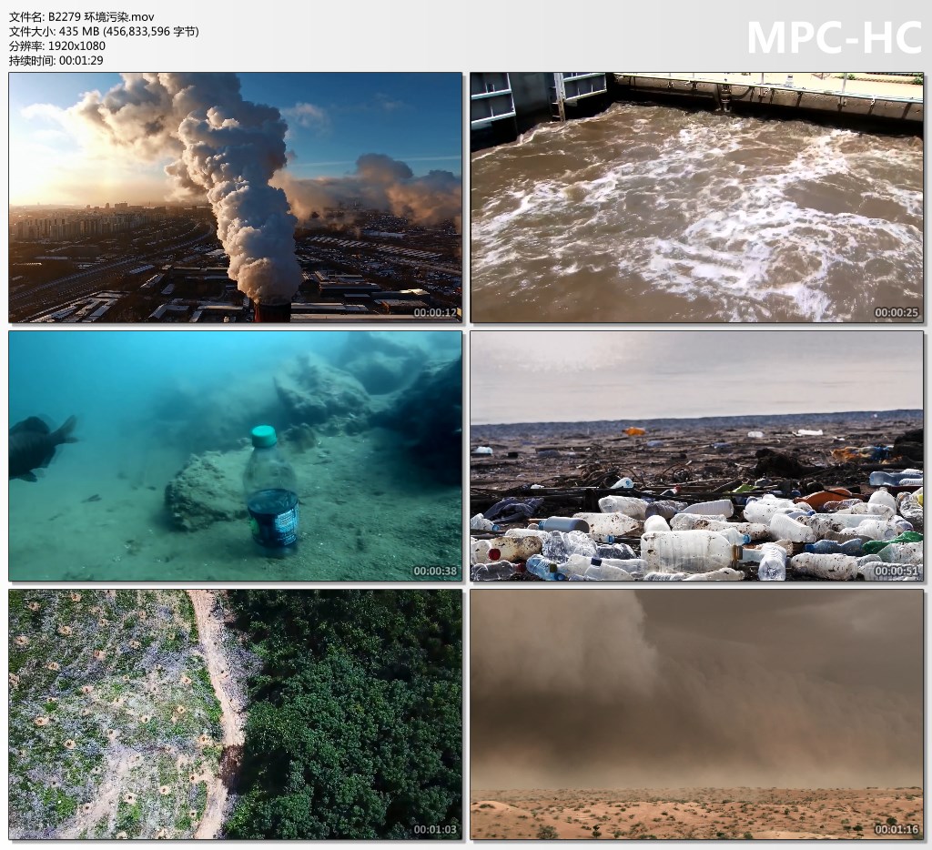 大气污染水污染海洋垃圾沙尘暴雾霾森林砍伐环保环境高清视频素材